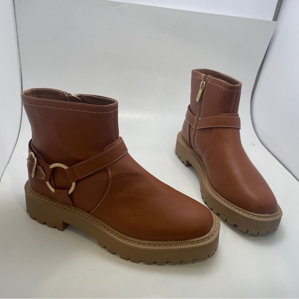 Sam Edelman Kids Lucianna Marie ‎ Brown Cognac Moto Boots Girls Size 5